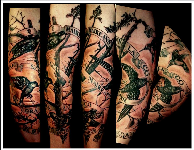 Haley Adams Tattoo : Tattoos : Body Part Arm : birds and tree partial sleeve