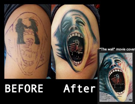 Haley Adams - Before & After tattoo, cover-up, Pink Floyd 