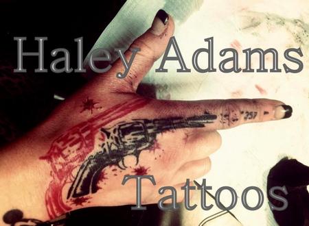 Tattoos - pistol on hand tattoo,  - 72061