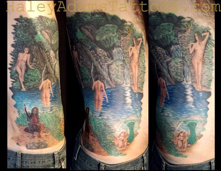 Tattoos - side piece of waterfalls and women - 93359