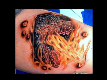 Haley Adams - Dragon tattoo burning through the skin