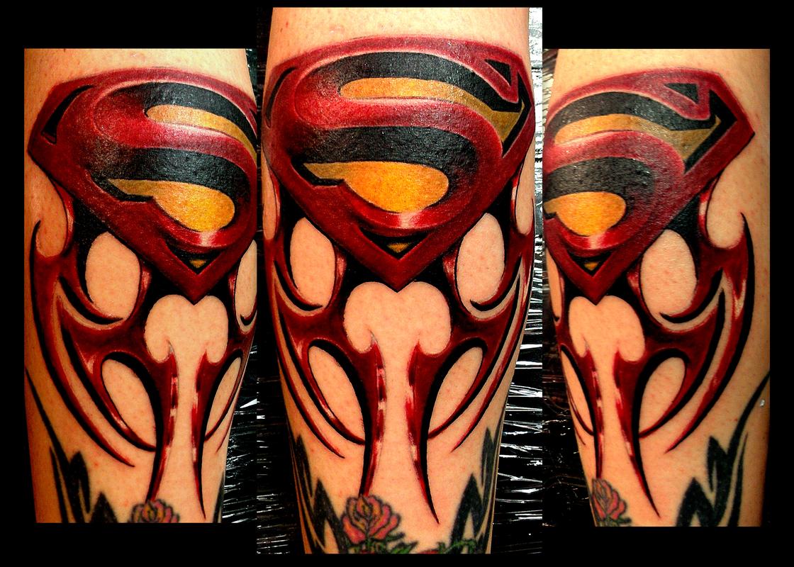 Haley Adams Tattoo : Tattoos : Celebrity : Super, superman and tribal blades