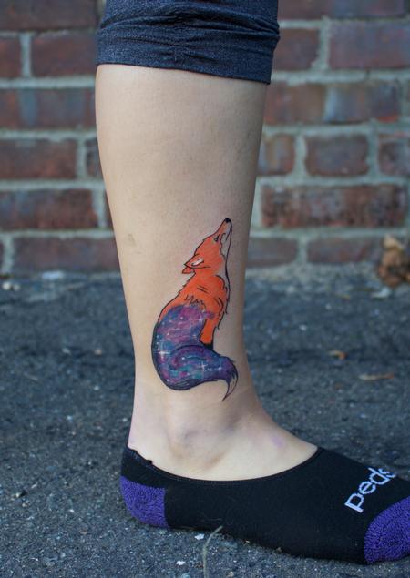 Tattoos - Small Color Fox Galaxy Coverup Tattoo - 130438