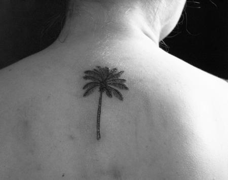 Tattoos - Small palm tree tattoo on back - 130802