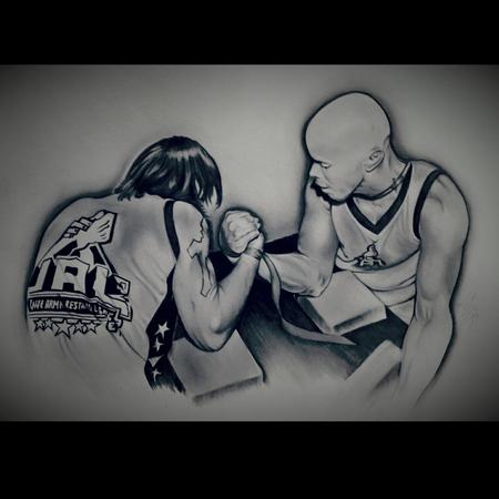 Tattoos - Realistic Black and shading arm wrestling piece - 