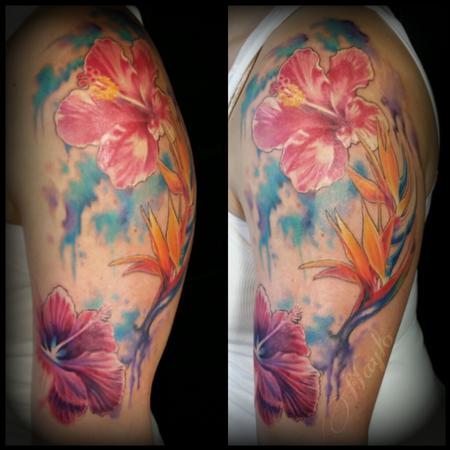 Tattoos - Watercolor style with realism floral - 100226