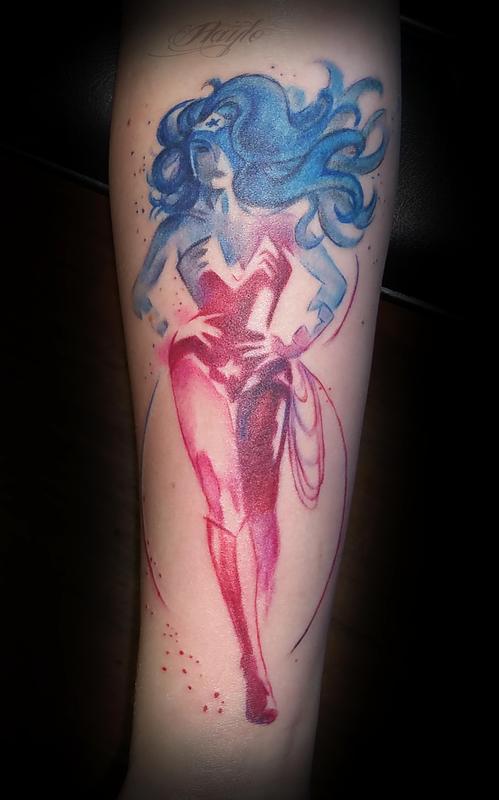 watercolor style wonder woman by haylo tattoonow watercolor style wonder woman by haylo tattoonow