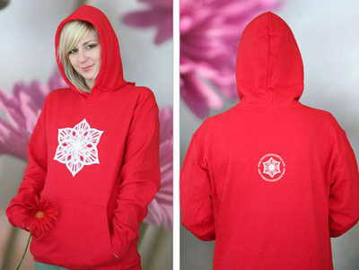 C110 Red Crystal hooded sweatshirt Michele Wortman