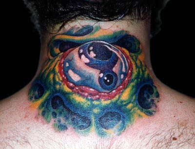 Tattoos - Neck Eyeball - 14355
