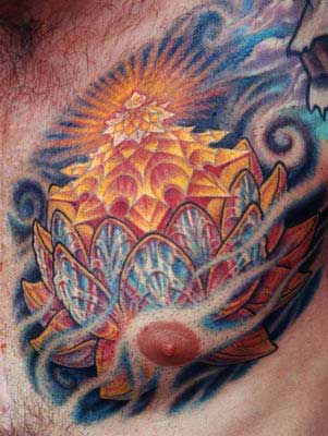 Tattoos - Lotus Chest - 14817