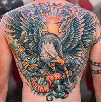 tattoo banner. Bald Eagle with Banner