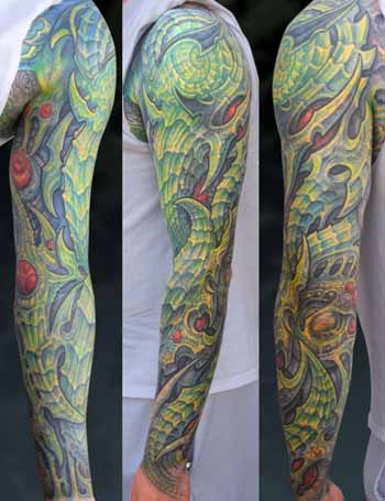arm sleeve tattoo. Green Arm Sleeve
