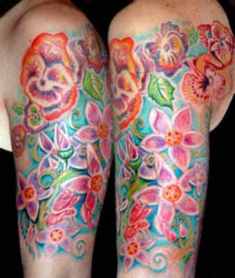 flower tattoo colors. Color tattoos, Flower