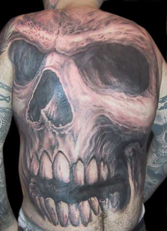 Tattoos - Full Back Skull - 13890