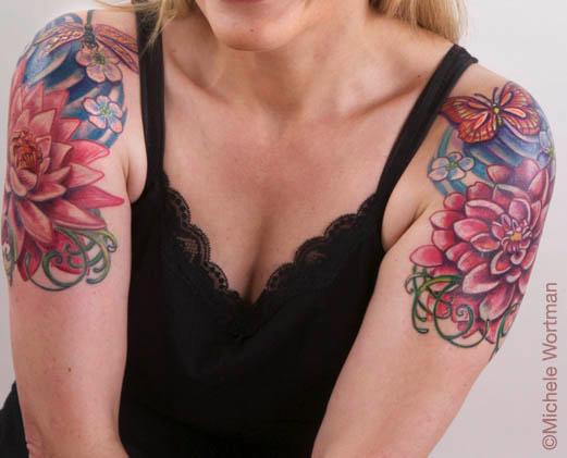 Flower Shoulder Cap Tattoo