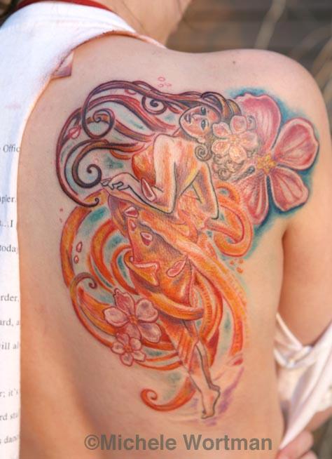 Michele Wortman - Mucha inspired back shoulder