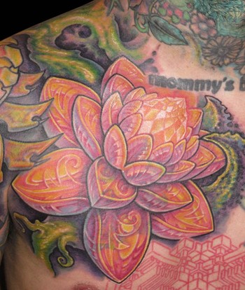 full color lotus tattoo