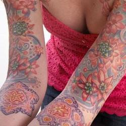 Tattoos - Renee pink floral bodyset - 71350