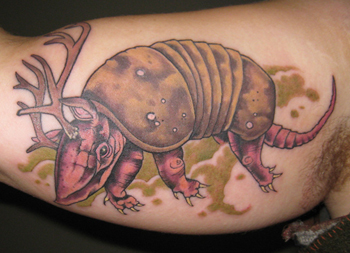 Tattoos - Shawn Hebrank - Armadillo with Antlers