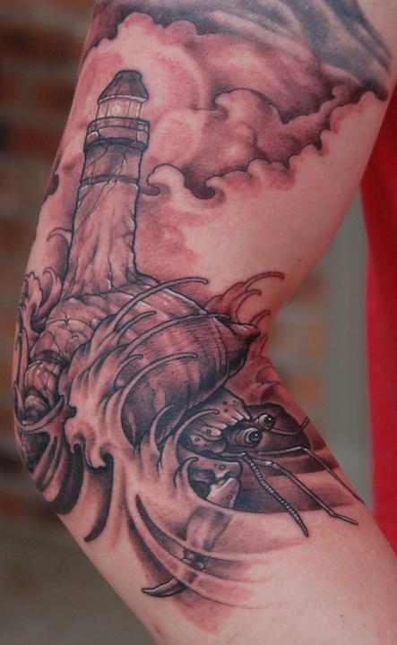 Lighthouse Crab Morph Tattoo Design Thumbnail