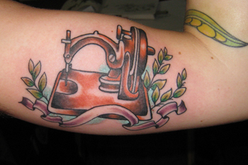 Tattoos - Shawn Hebrank - Old school sewing machine 