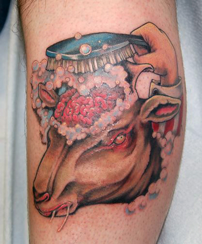 Tattoos - Original Art tattoos - Brain Washed Sheep