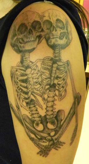 Tattoos Caroline Evans Siamese Twins Skeleton click to view large image