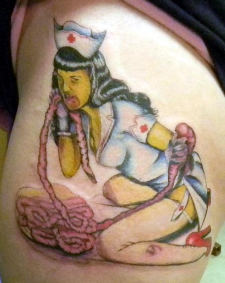 Tattoos Caroline Evans Pin Up Nurse Zombie Eating Guts