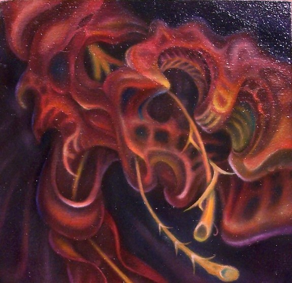 Robert Hendrickson - Red biomechancal  organic painting 
