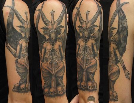 Graffiti Tatto on Tattoos   Religious Tattoos   Hr Giger Black And Grey Baphomet