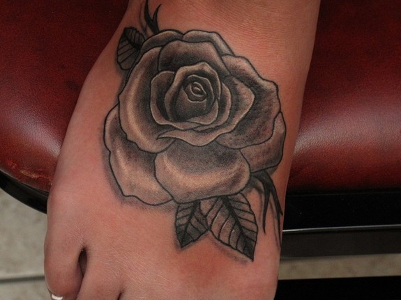 Traditional Rose Foot Tattoo