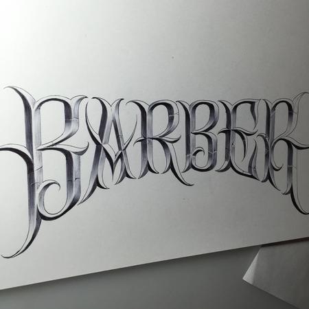 Tattoos - Barber Ball Point Pen Lettering Illustration - 123817