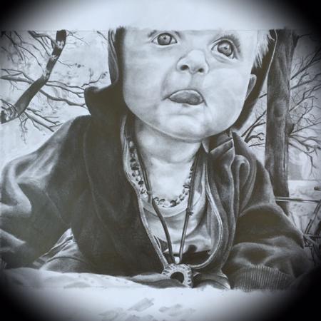 Tattoos - Black and Gray Portrait of my son Otto lee  - 122980