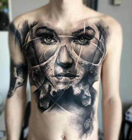 Jak Connolly - Celestial Woman Chest Tattoo