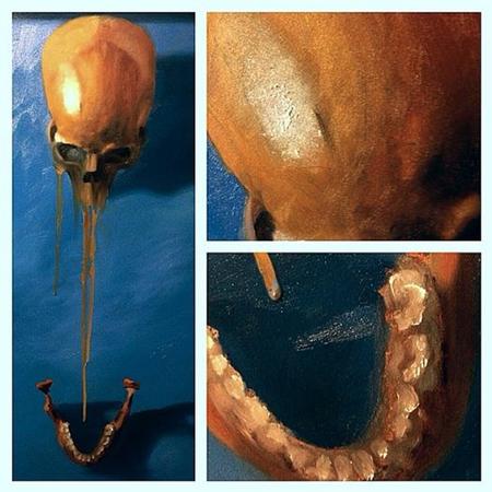 Tattoos - orange skull - 90040