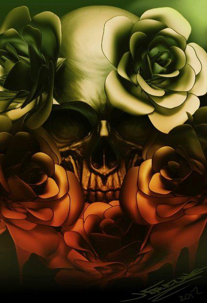Tattoos - skull roses - 77478