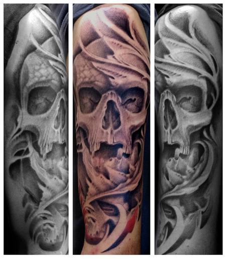 Skull Tattoo Half Sleeve Designs