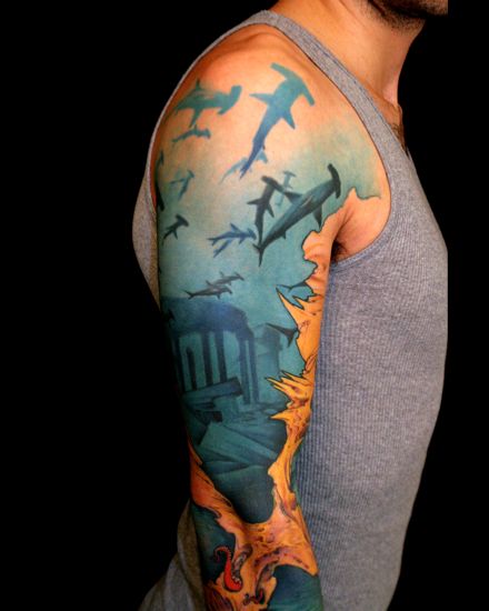 shark tattoo flash. Nature Water Tattoos,