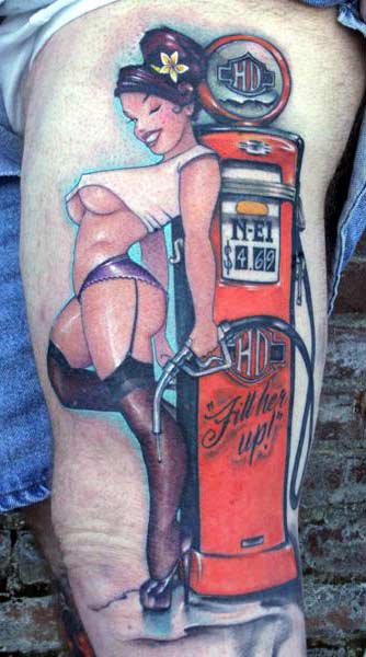 Gas Pump Pin Up Girl Tattoo
