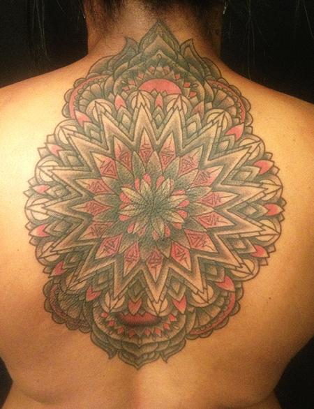 Jeff Johnson - Black and Red Mandala Tattoo