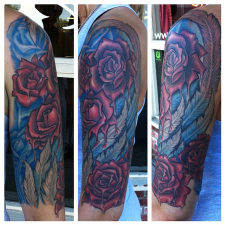 Jeff Johnson Rose and Wing Tattoo