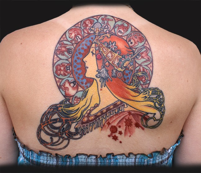 Jeff Johnson - Mucha Zodiac Symbol Tattoo