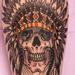 Tattoos - Native American Skull and Headdress Tattoo - 85950