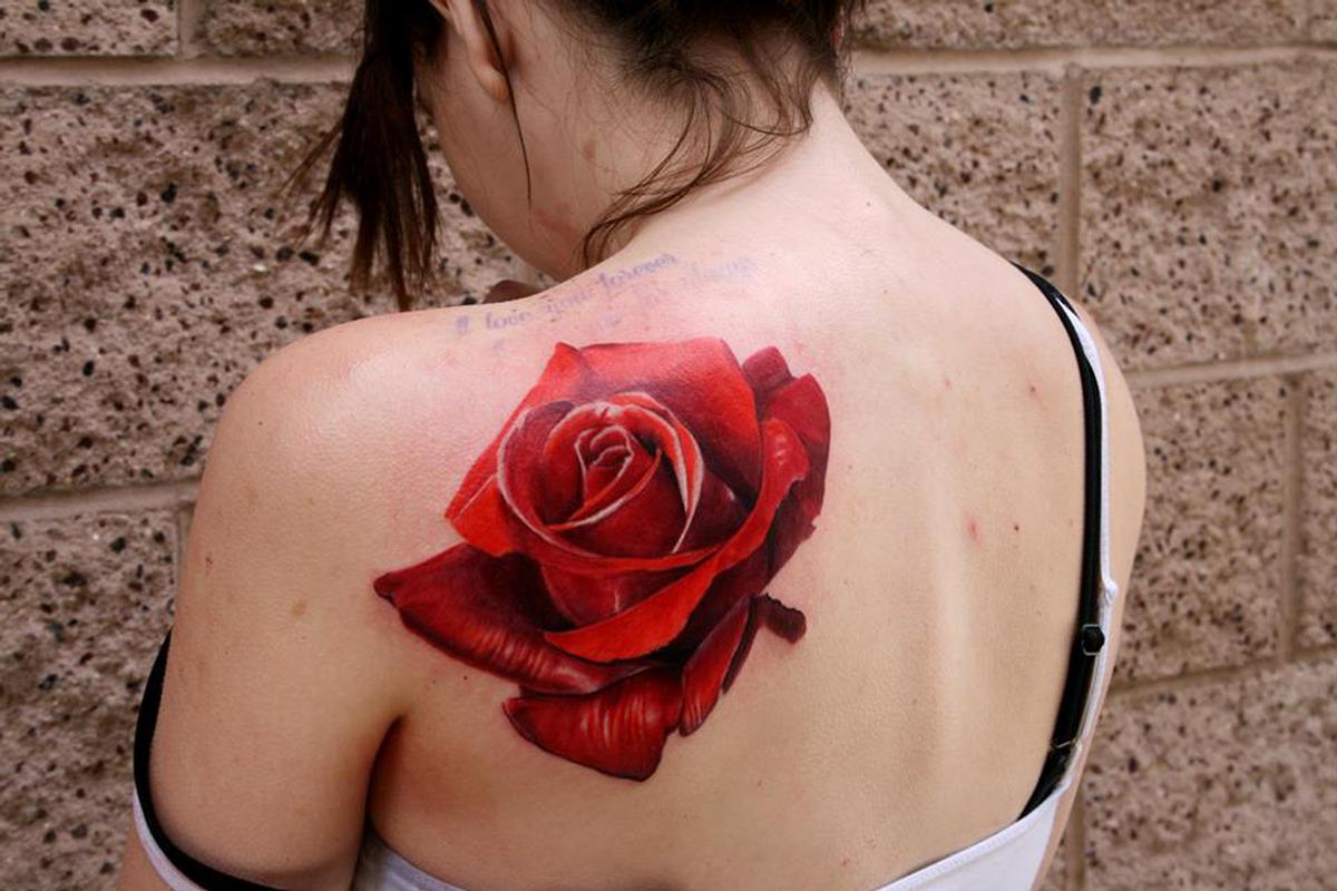 Black And Red Rose Tattoo Cover Up