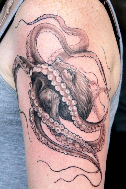 Black And Grey Octopus Tattoo | off the map tattoo tattoos nature water black and Black And Grey Octopus Tattoo | off the map tattoo tattoos nature water black and