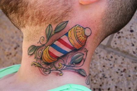 Tattoos - Barber Pole on neck - 76933