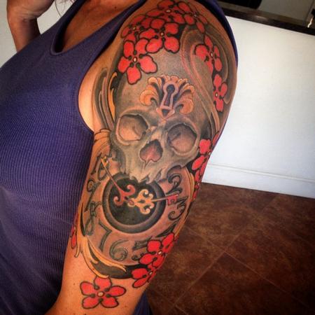 Tattoos - Skull and clock  - 95138