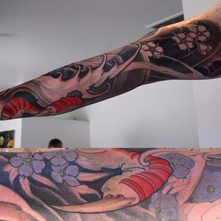 Jeff Norton - Dragon, koi and cherry blossom sleeve