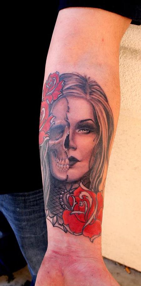 Jeff Norton - half skull half girl portait 