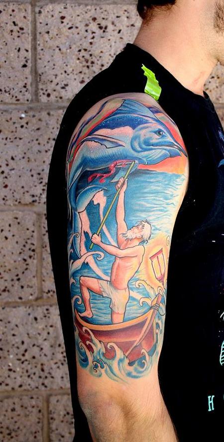 Jeff Norton - Old Man and the Sea inspired half sleeve